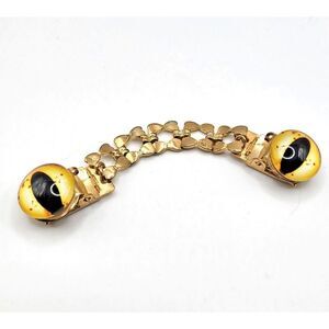 Brebitz Handmade Golden Dragon Eye Dress Clip Gold tone 4.5in Halloween